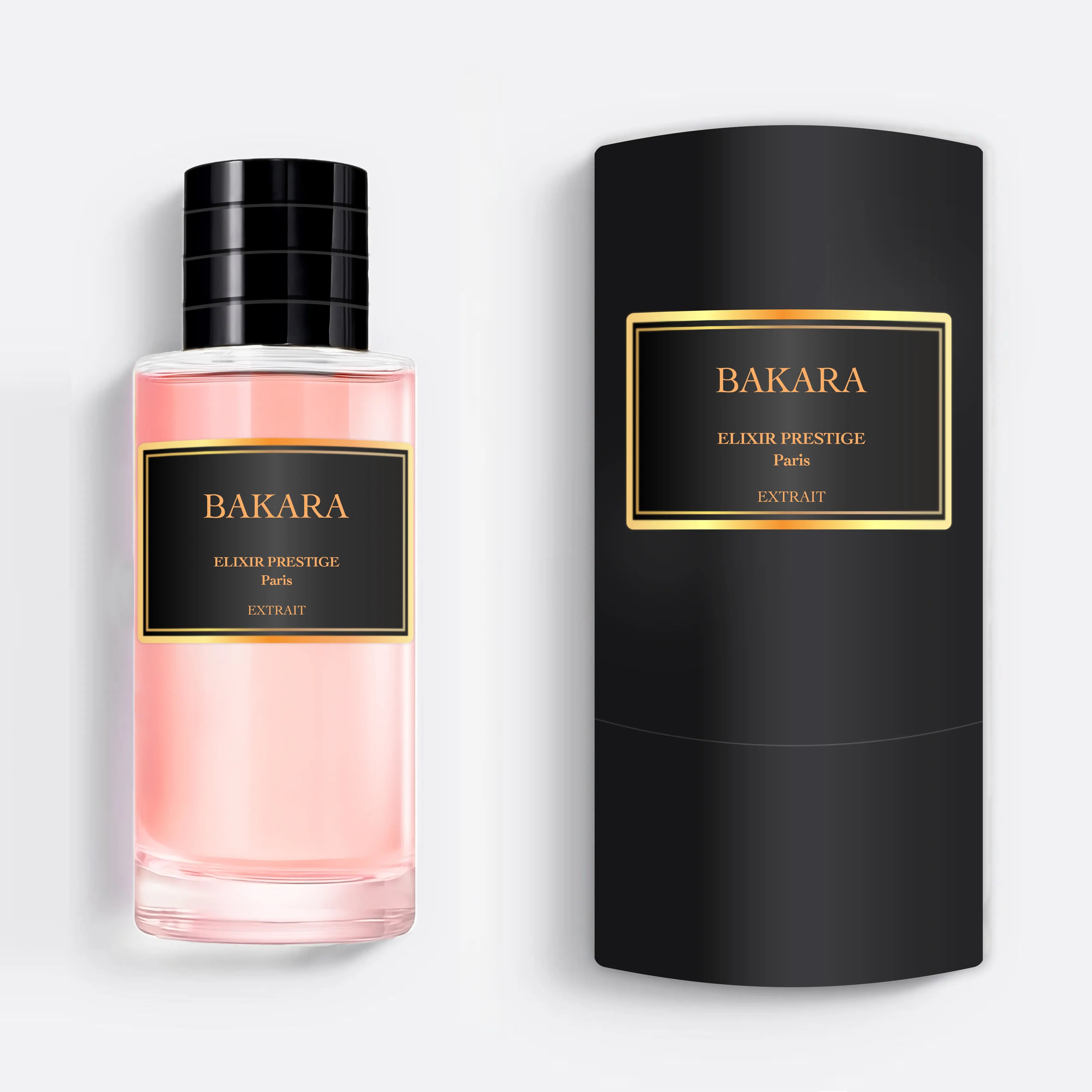 Bakara Parfum flacon et coffret noir, unisexe et raffiné