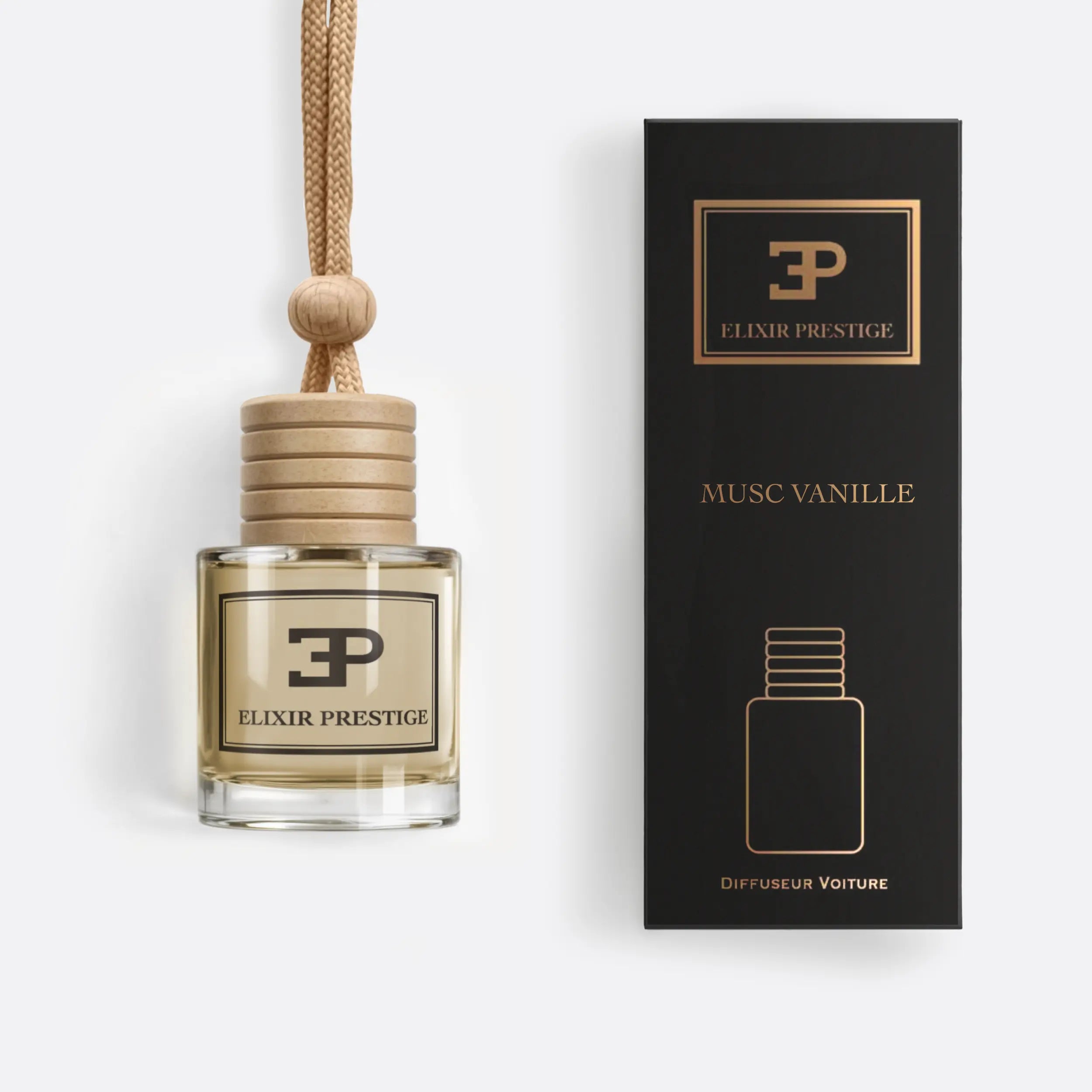 Flacon et boîte du parfum Musc Vanille d'Elixir Prestige